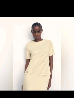 Zara yellow faux suede mini dress